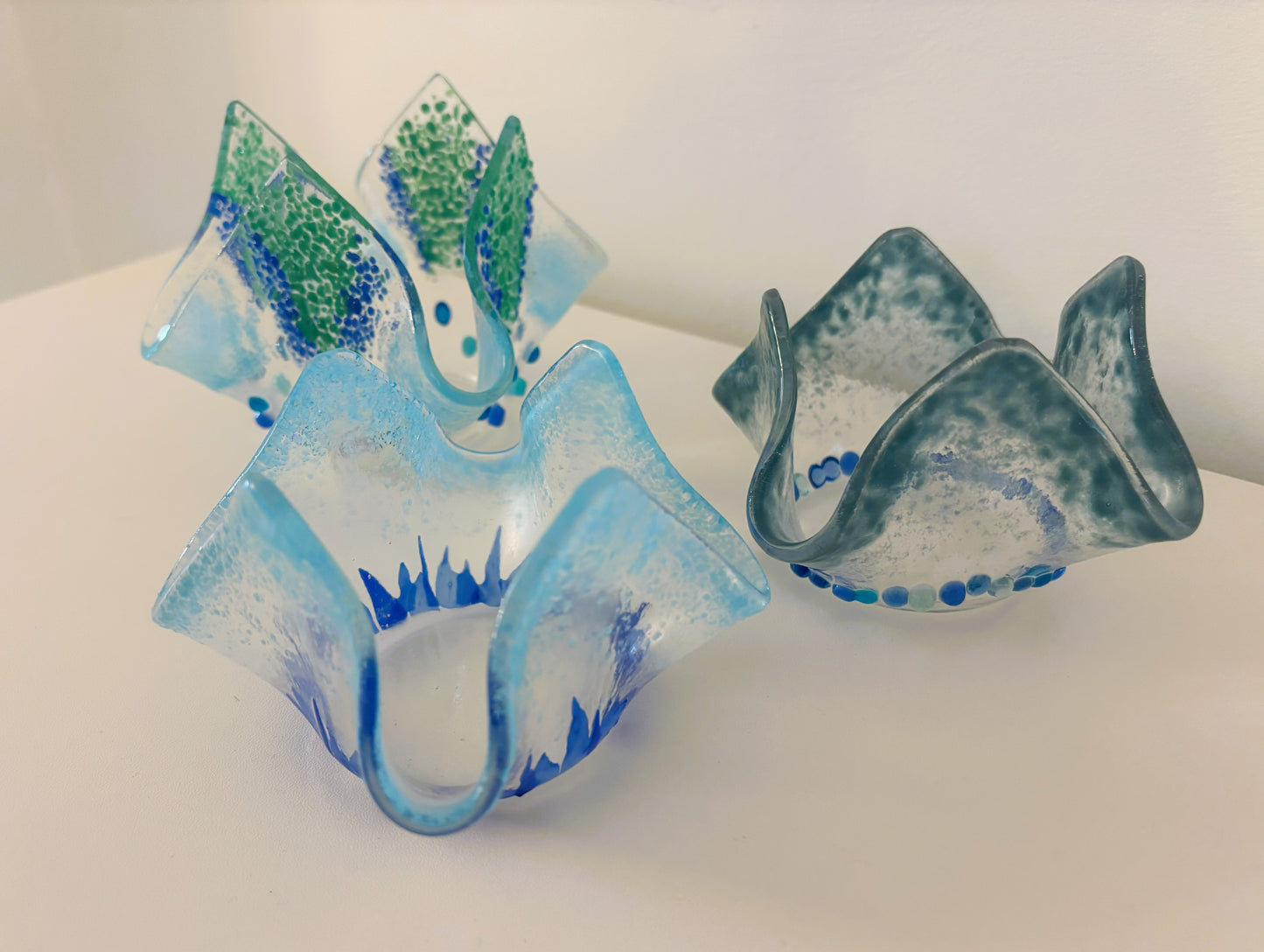 Blue candle holders - set of 3