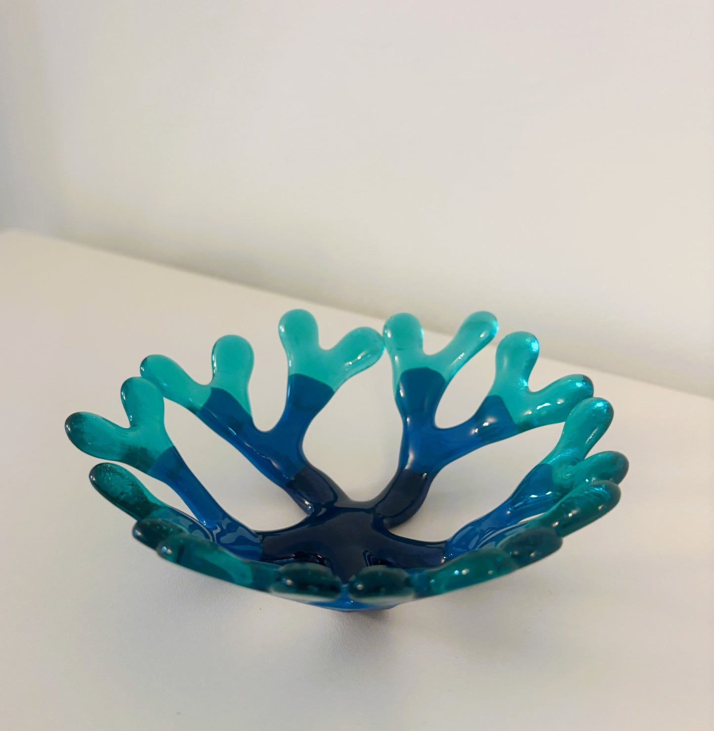 Coral bowl in blue shades