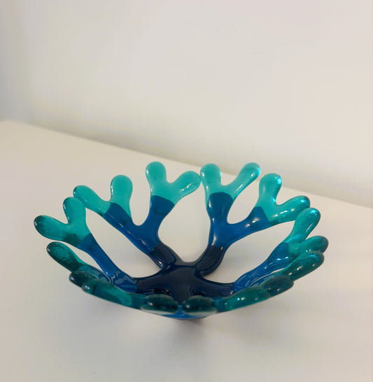 Coral bowl in blue shades