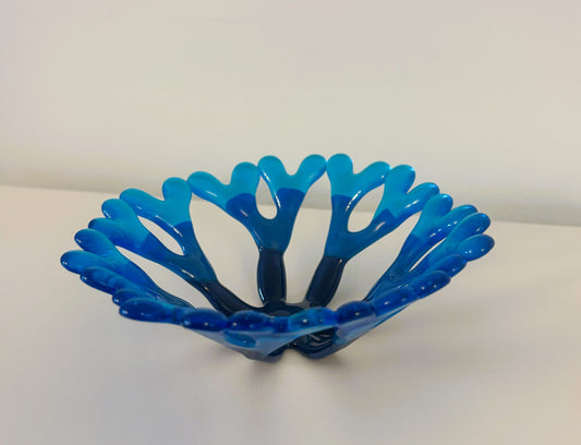 Coral bowl in blue shades